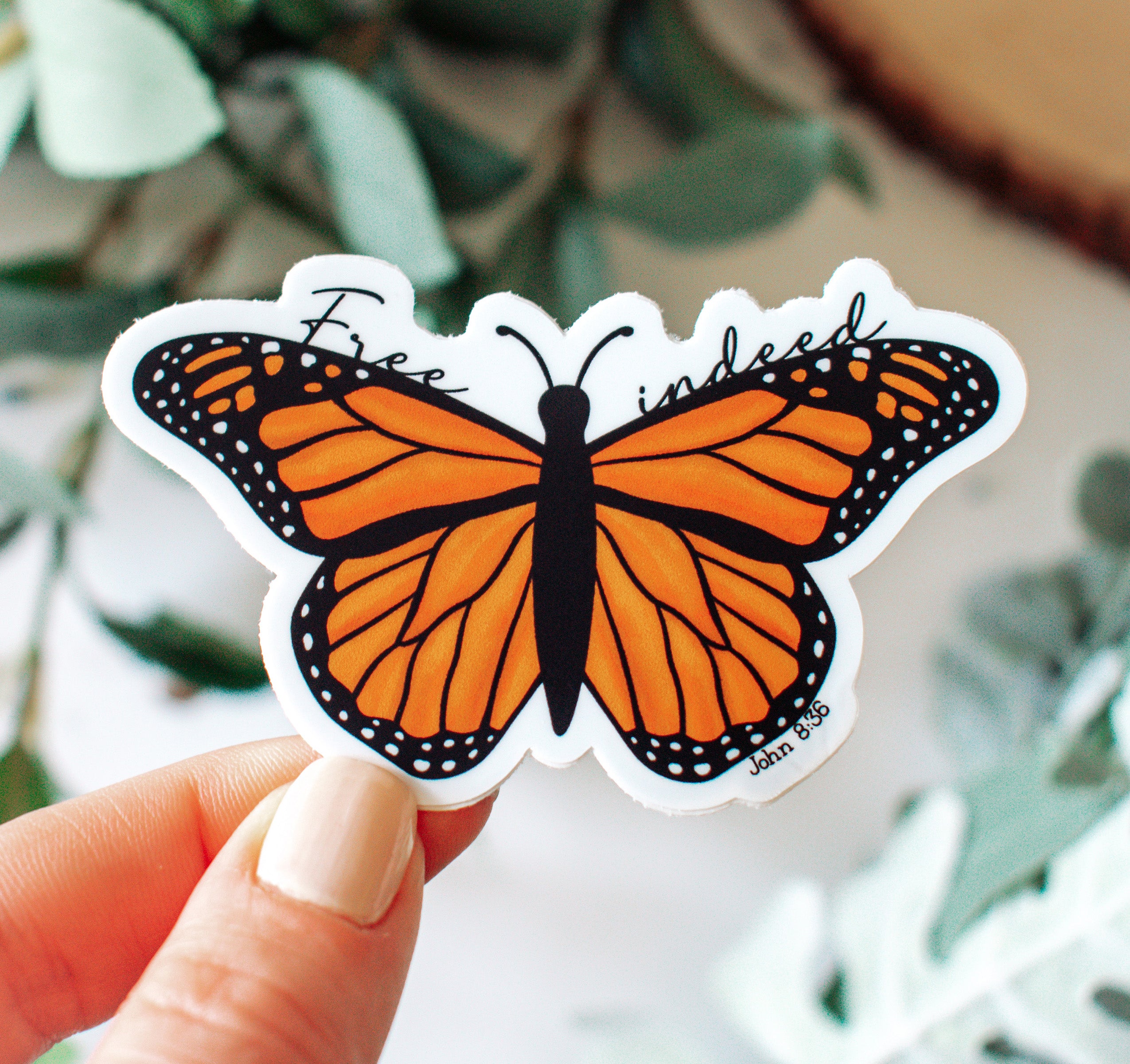 Sticker Code Indeed Free Indeed, John 8:36 Vinyl Sticker – Wild Peonies Studio