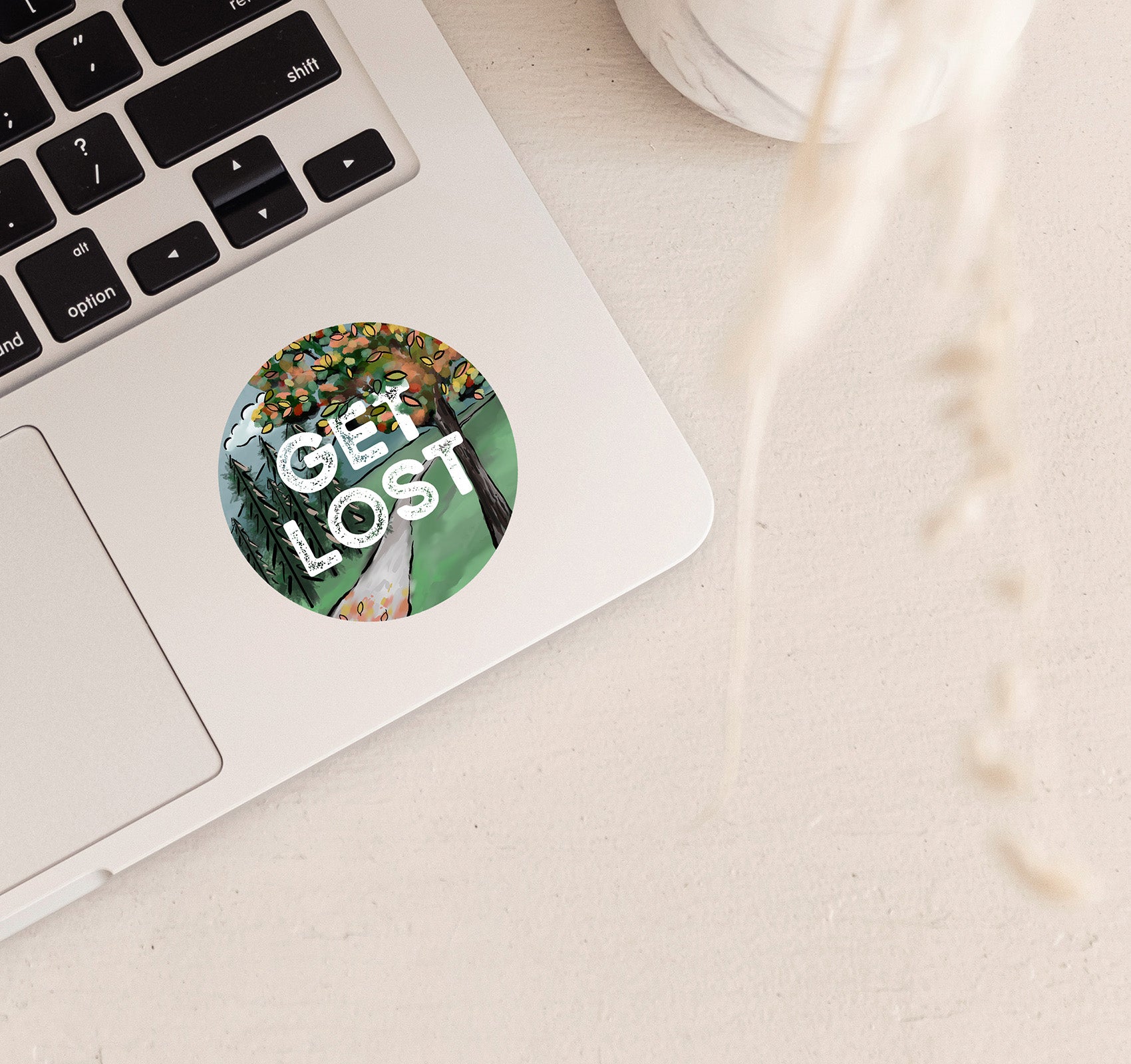 Get lost hiking laptop sticker
