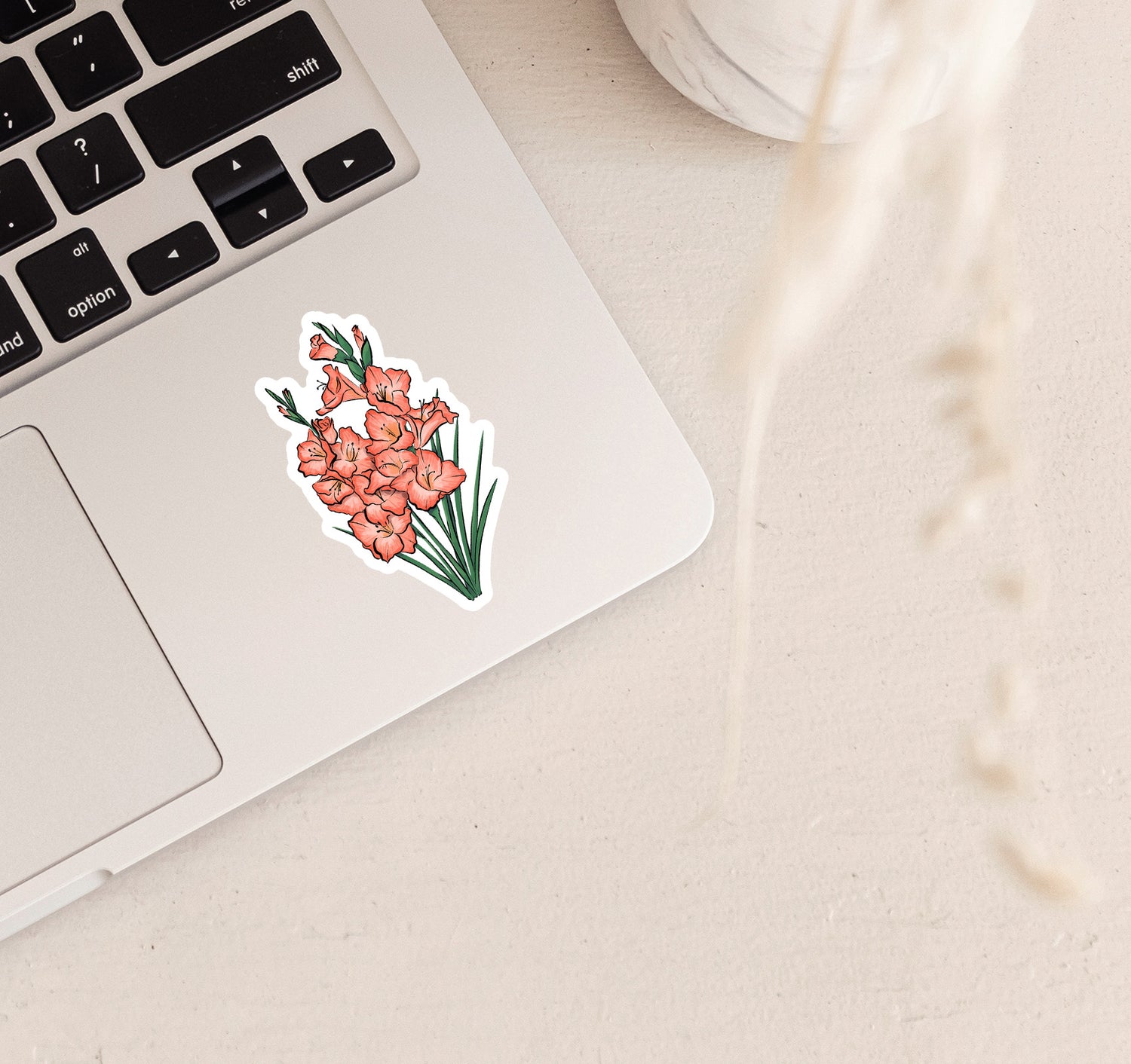 August birth month gladiolus laptop sticker