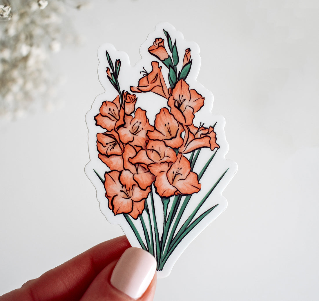 August birth month gladiolus sticker