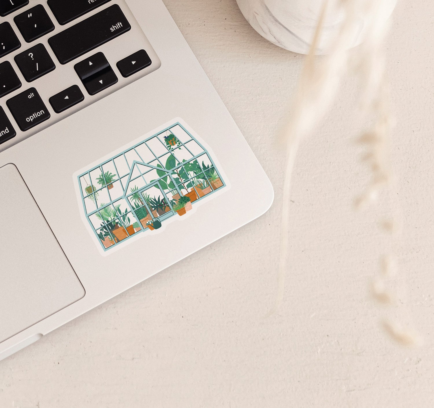 Greenhouse full of plants laptop sticker