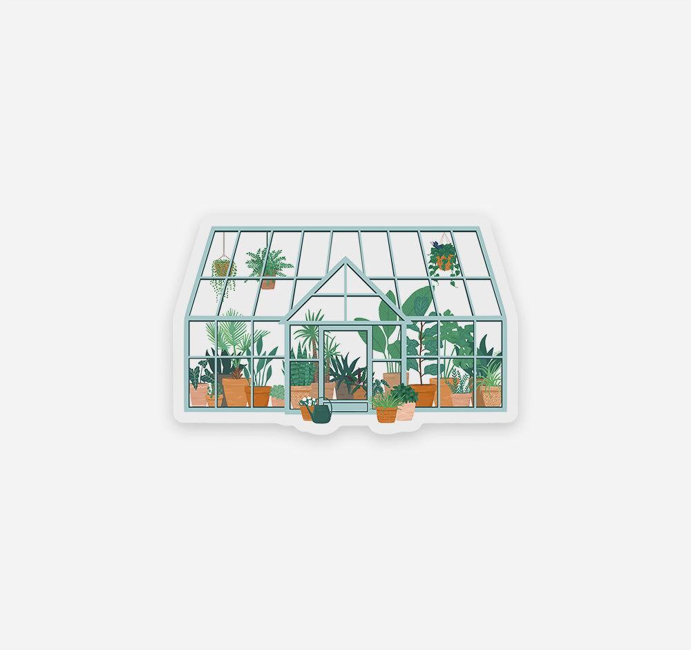 Greenhouse full of plants clear vinyl sticker