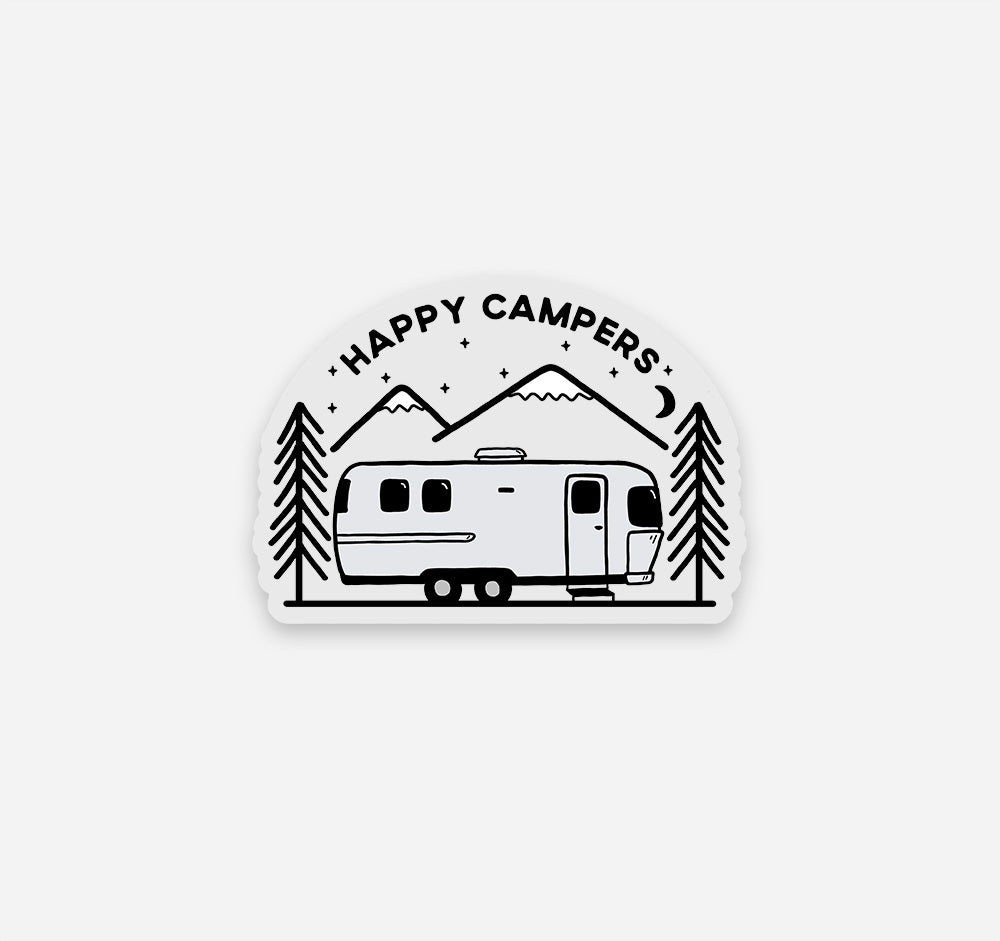 Happy campers rv camping sticker with an airstream