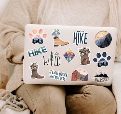 Hiking and camping laptop decals