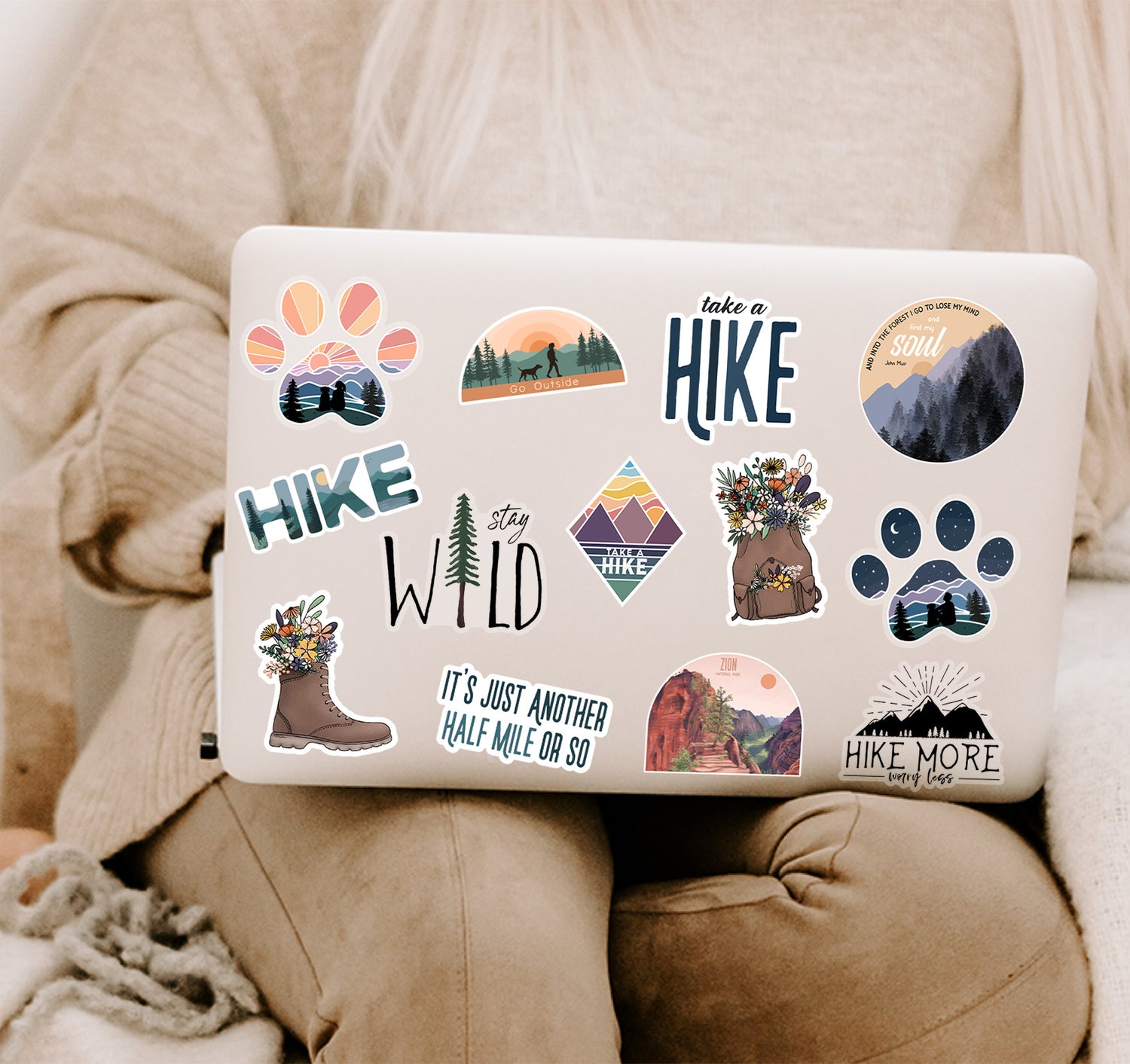 Hiking and adventure laptop decals