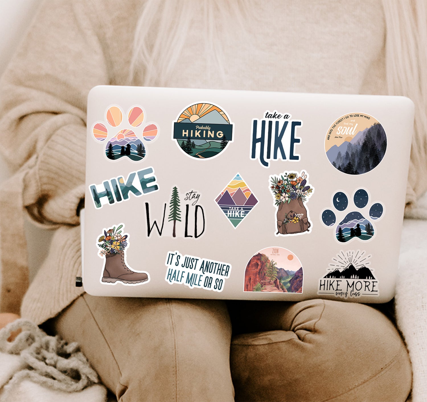 Adventure and hiking laptop decals