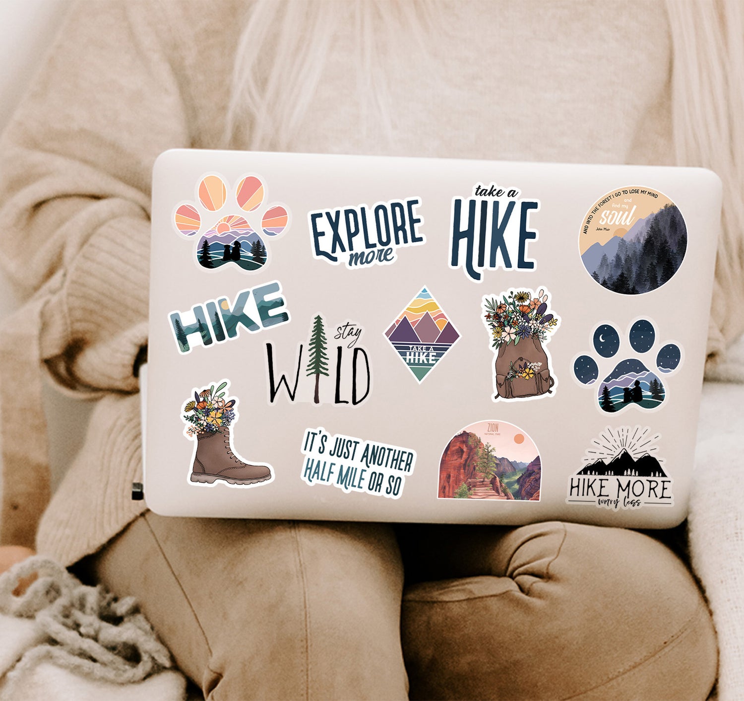 Hiking and adventure laptop decals
