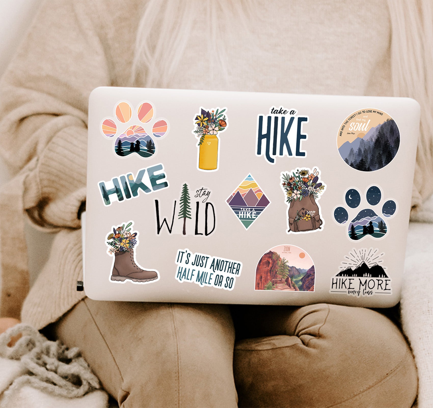 Hiking, adventure, and nature laptop decals