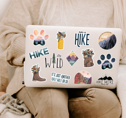 Hiking and camping laptop decals