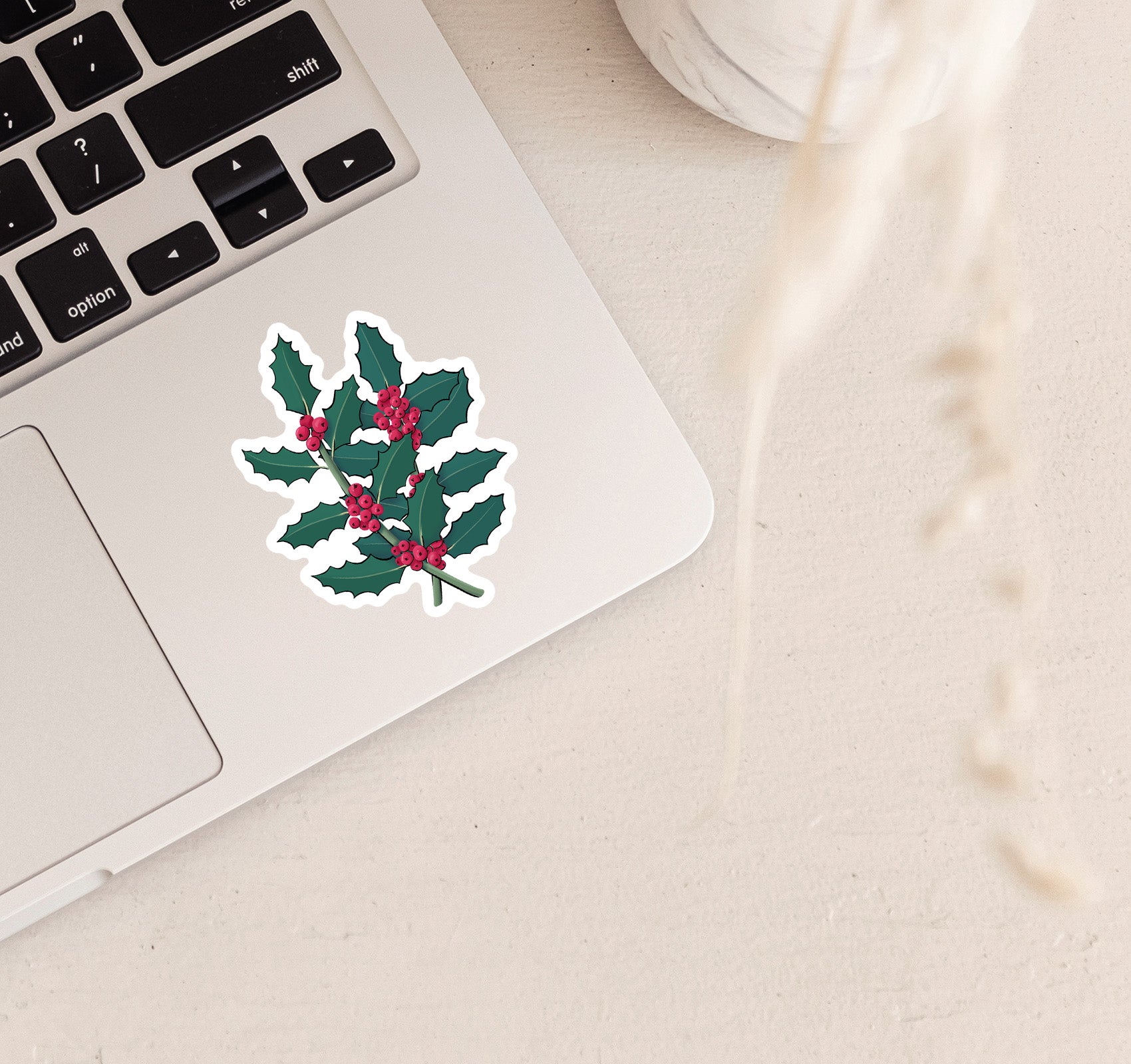 Holly stem laptop sticker