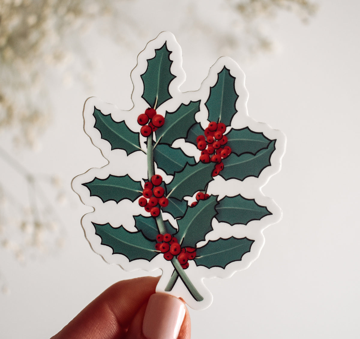 Holly Vinyl Sticker - December Birth Month – Wild Peonies Studio