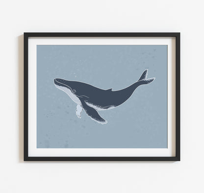 An ocean themed humpback whale art print