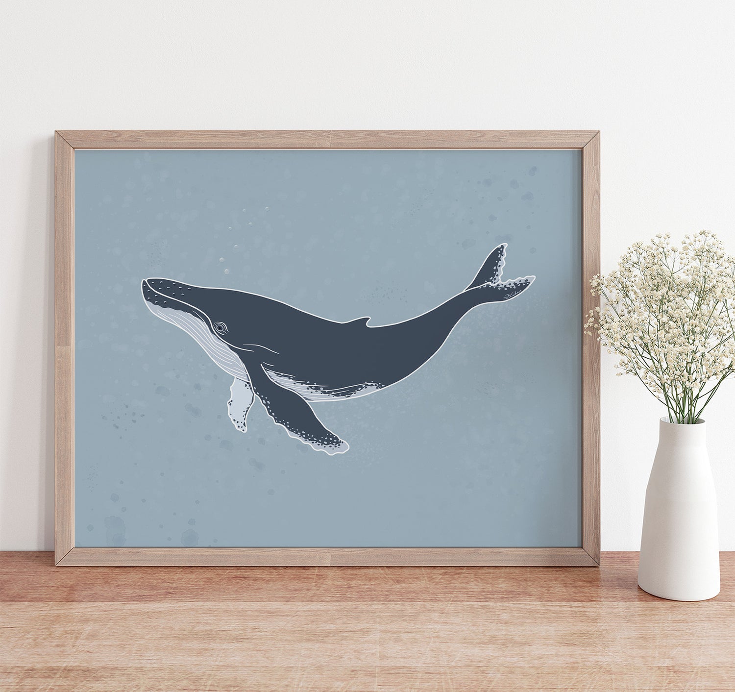 An ocean themed humpback whale art print