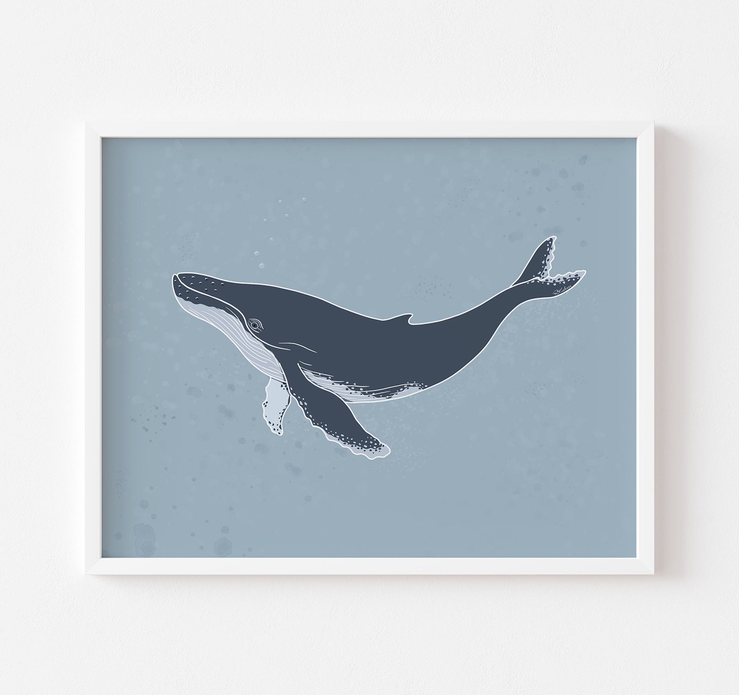 An ocean themed humpback whale art print