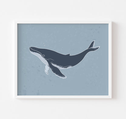 An ocean themed humpback whale art print