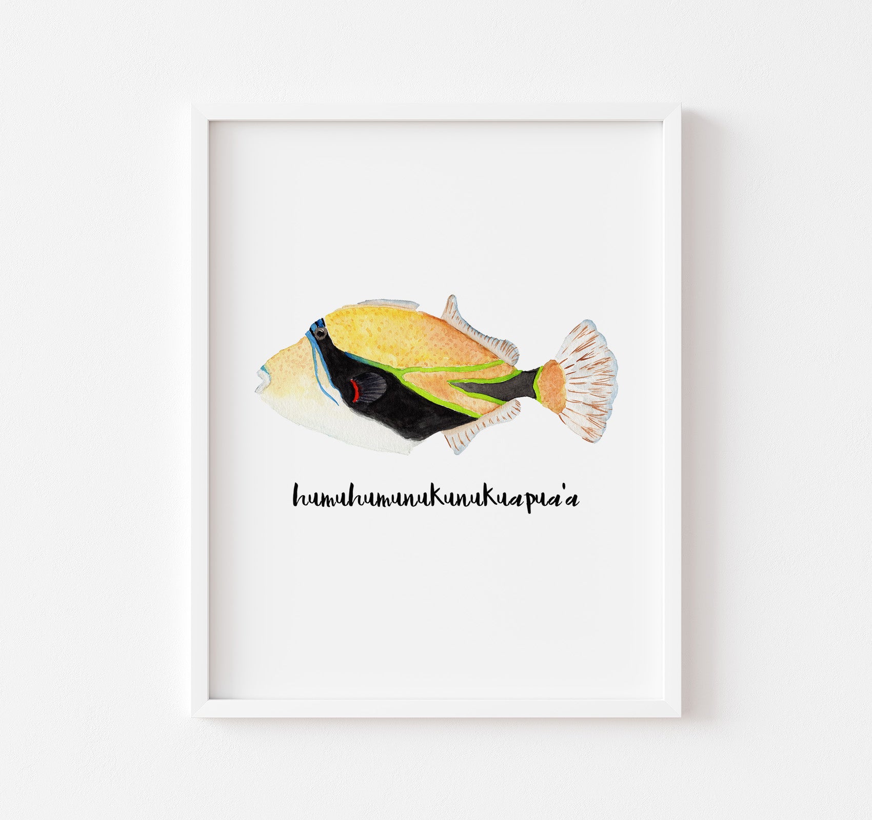 Hawaiian humu fish watercolor painting art print