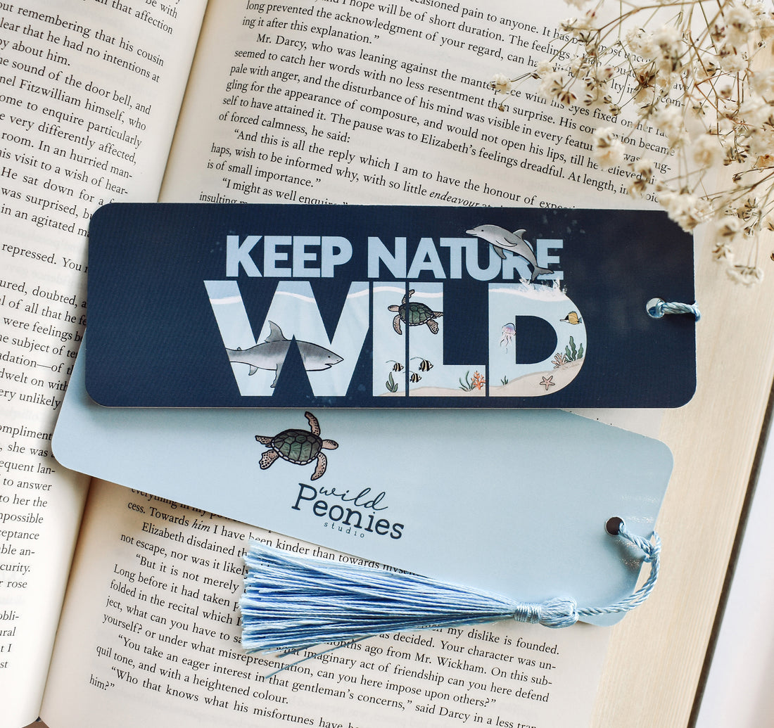 Keep nature wild ocean themed bookmark with a blue tassel