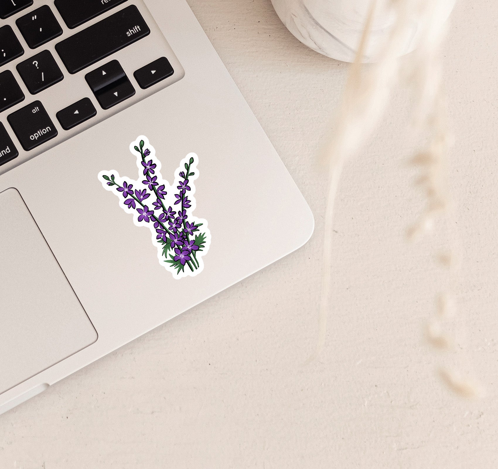 July birth month larkspur flower laptop stickers