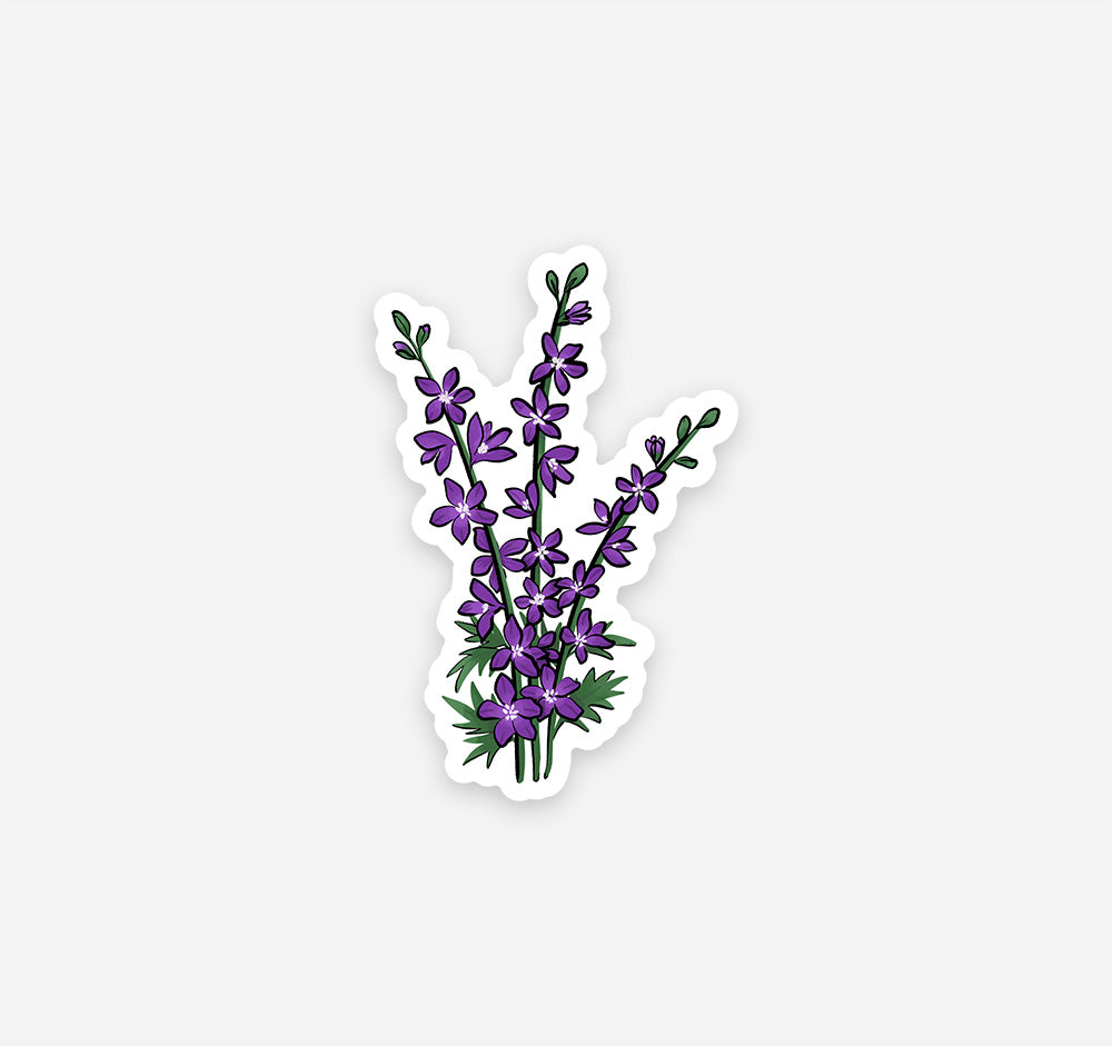 July birth month larkspur flower stickers