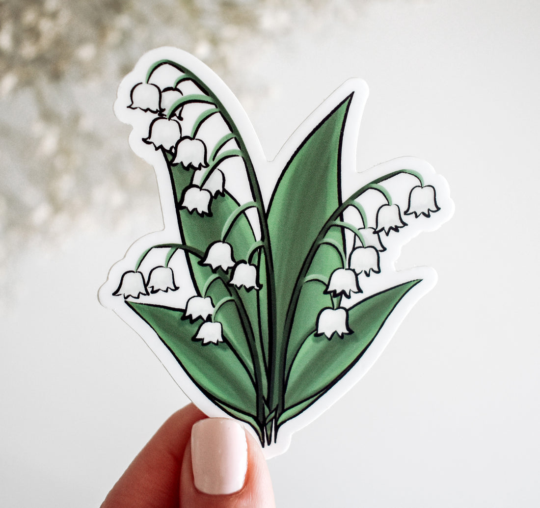 May birth month lily of the valley flower sticker