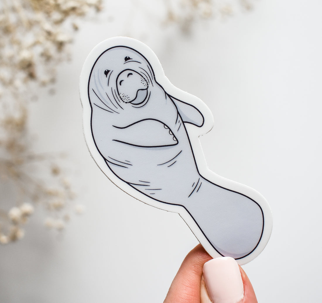 Sticker of manatee illustration