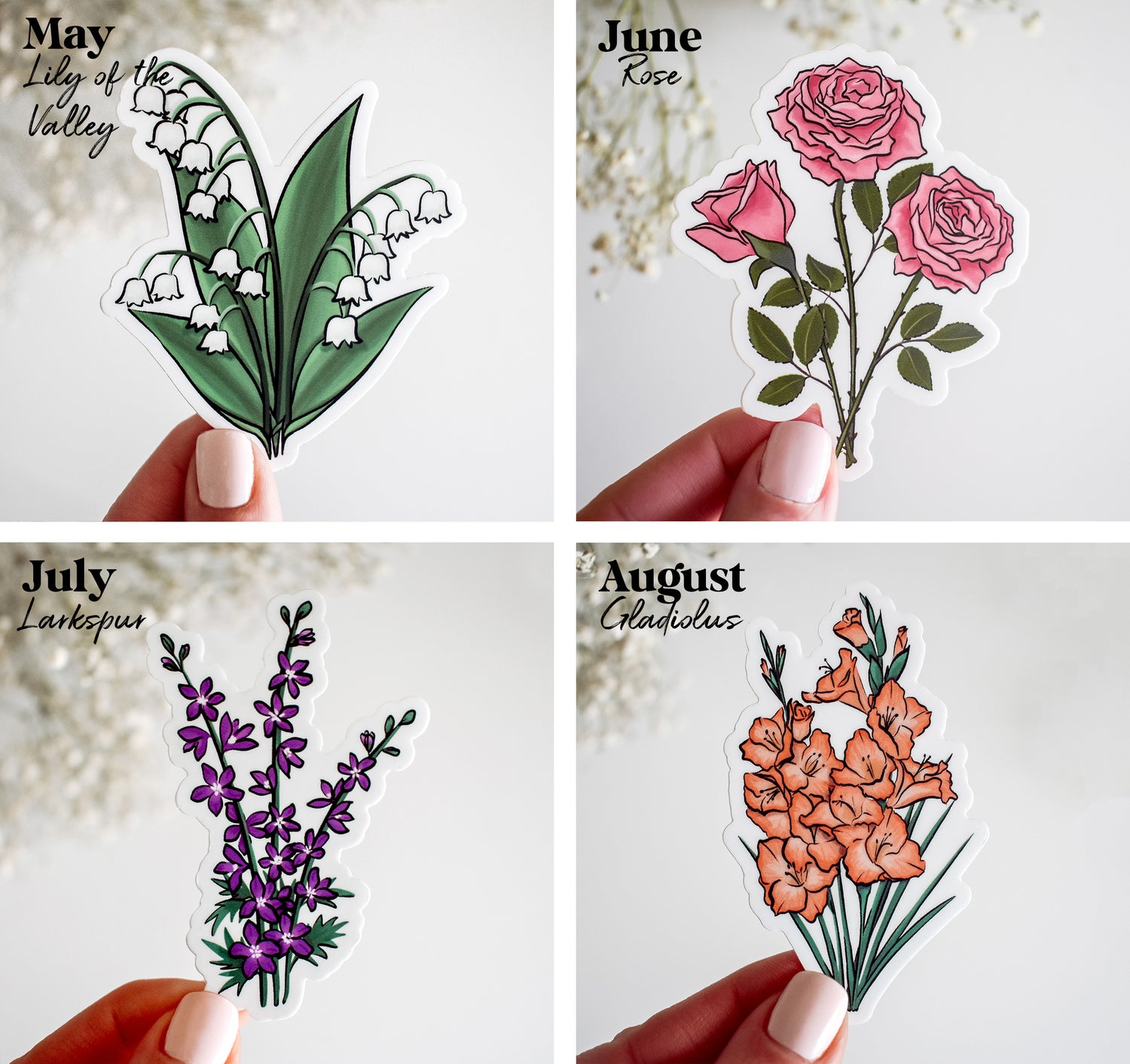 Birth month flowers stickers