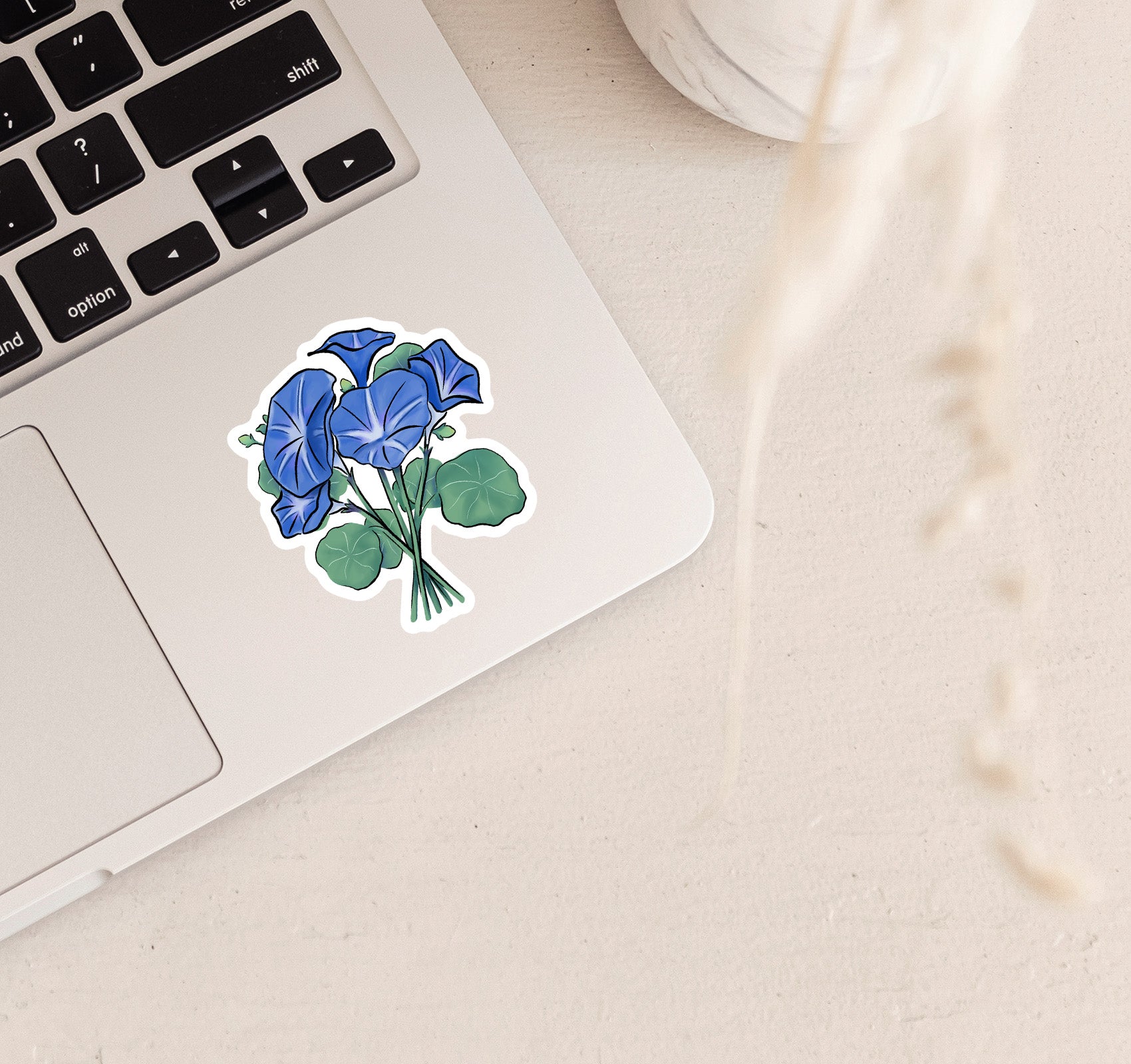 Morning glory flower laptop sticker