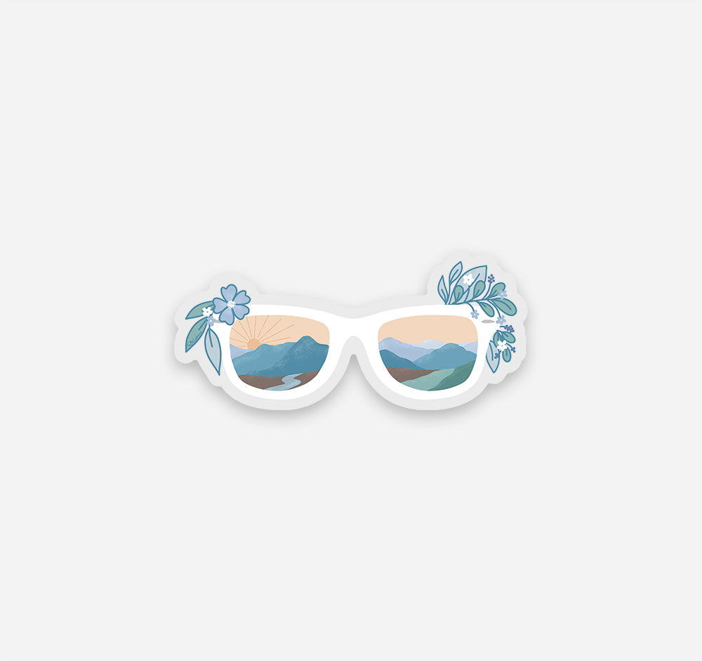 Mountain sunglasses hiking sticker