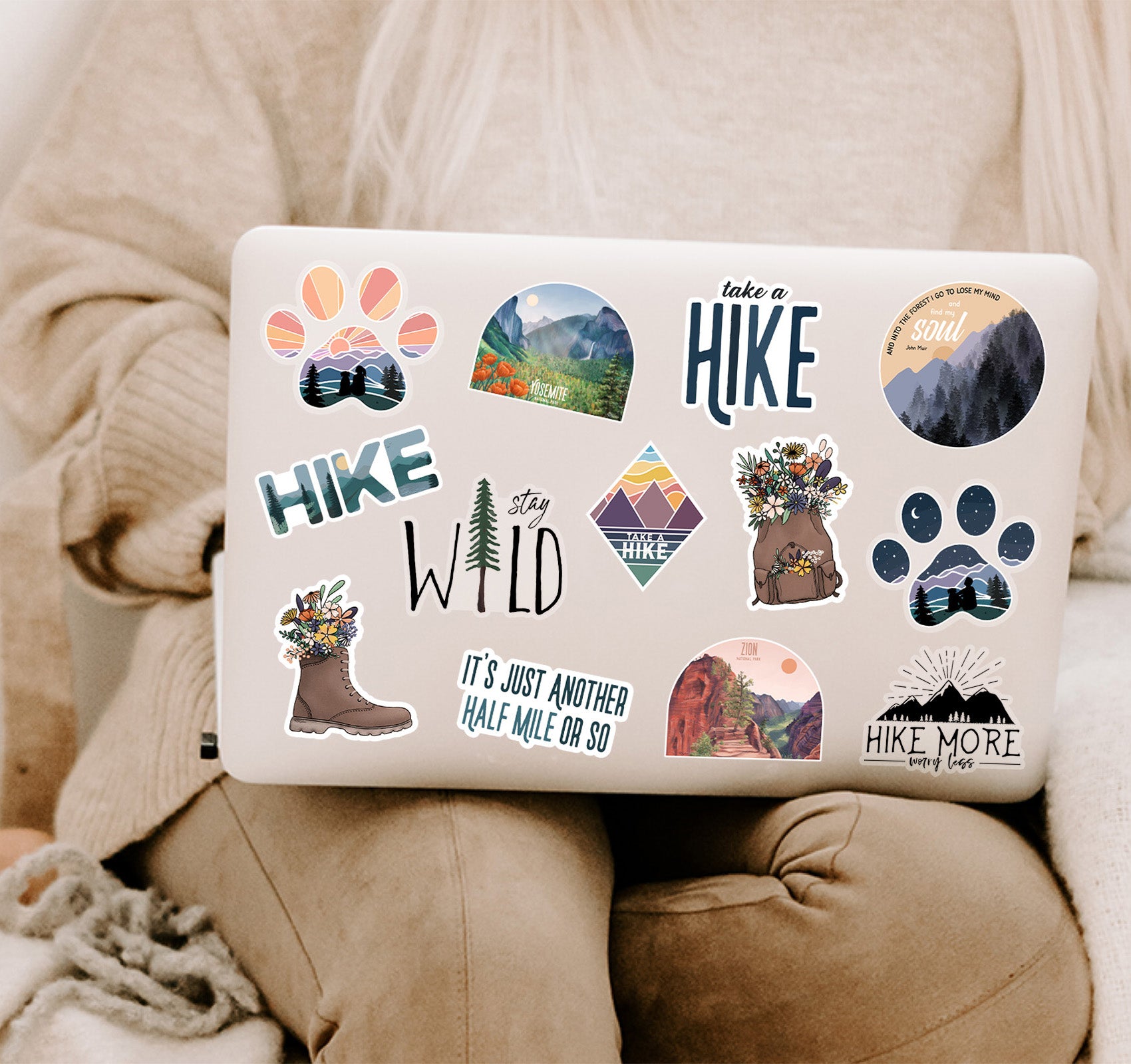 National park and hiking laptop stickers