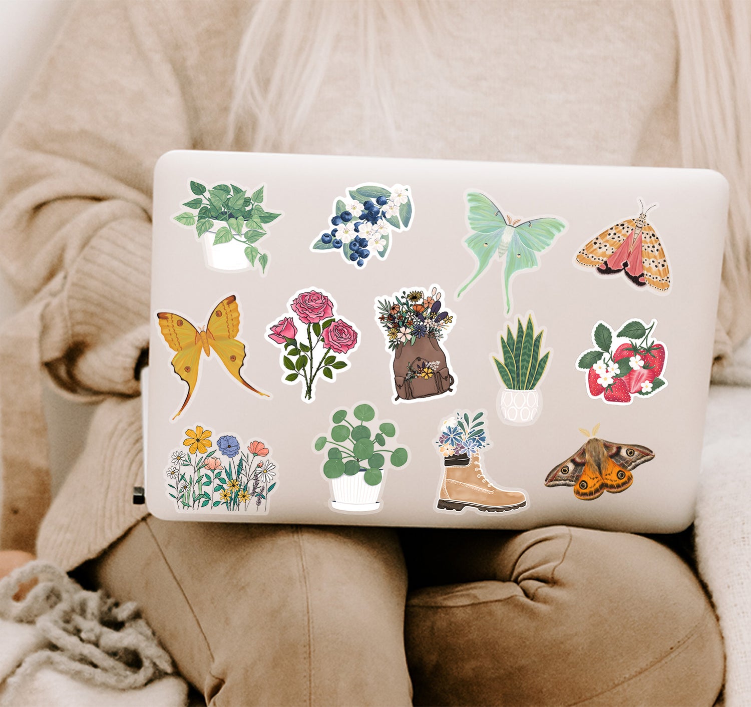 Nature-themed laptop stickers