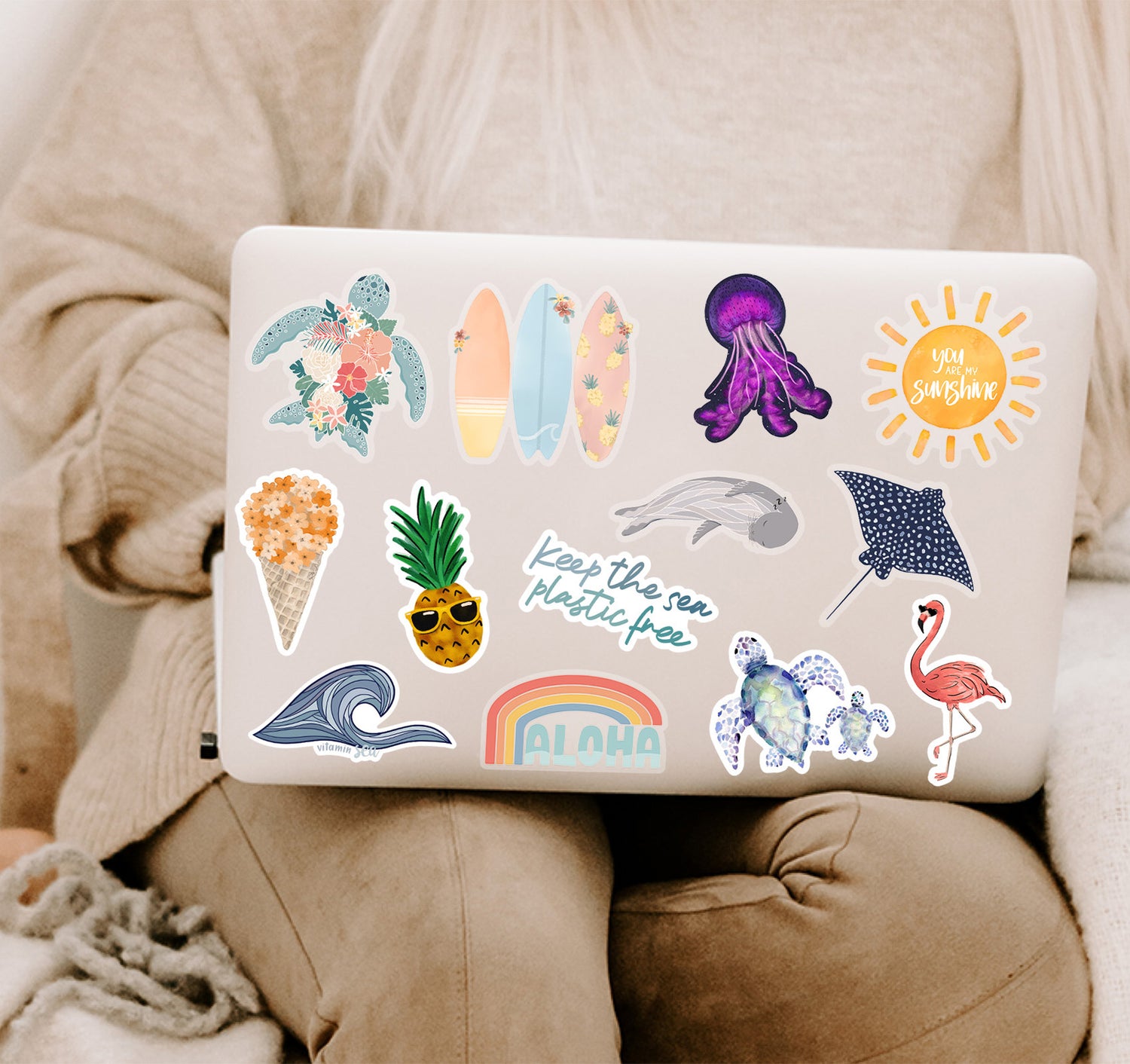 Beach and ocean laptop sticker decals