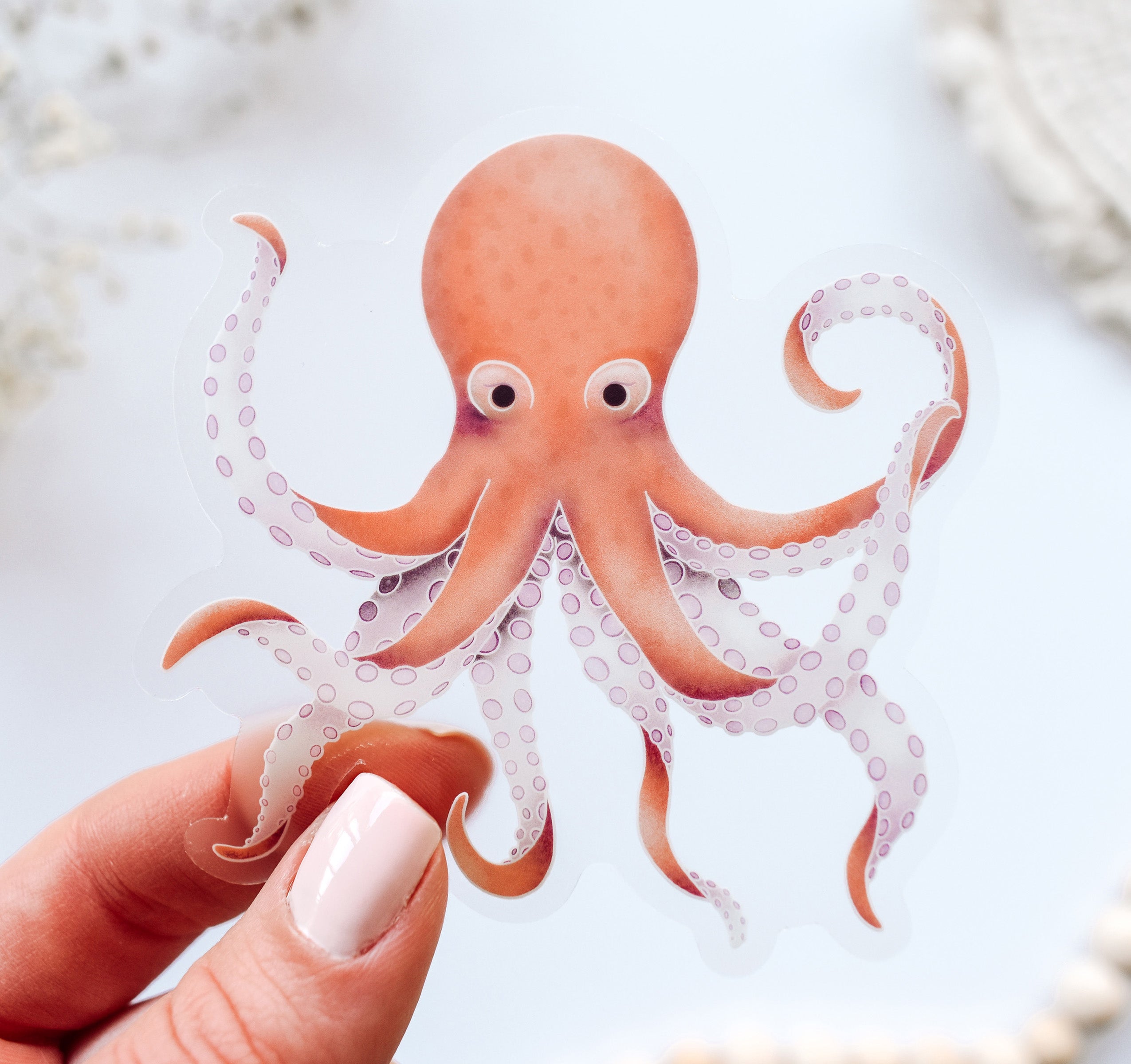 Cute octopus clear vinyl sticker