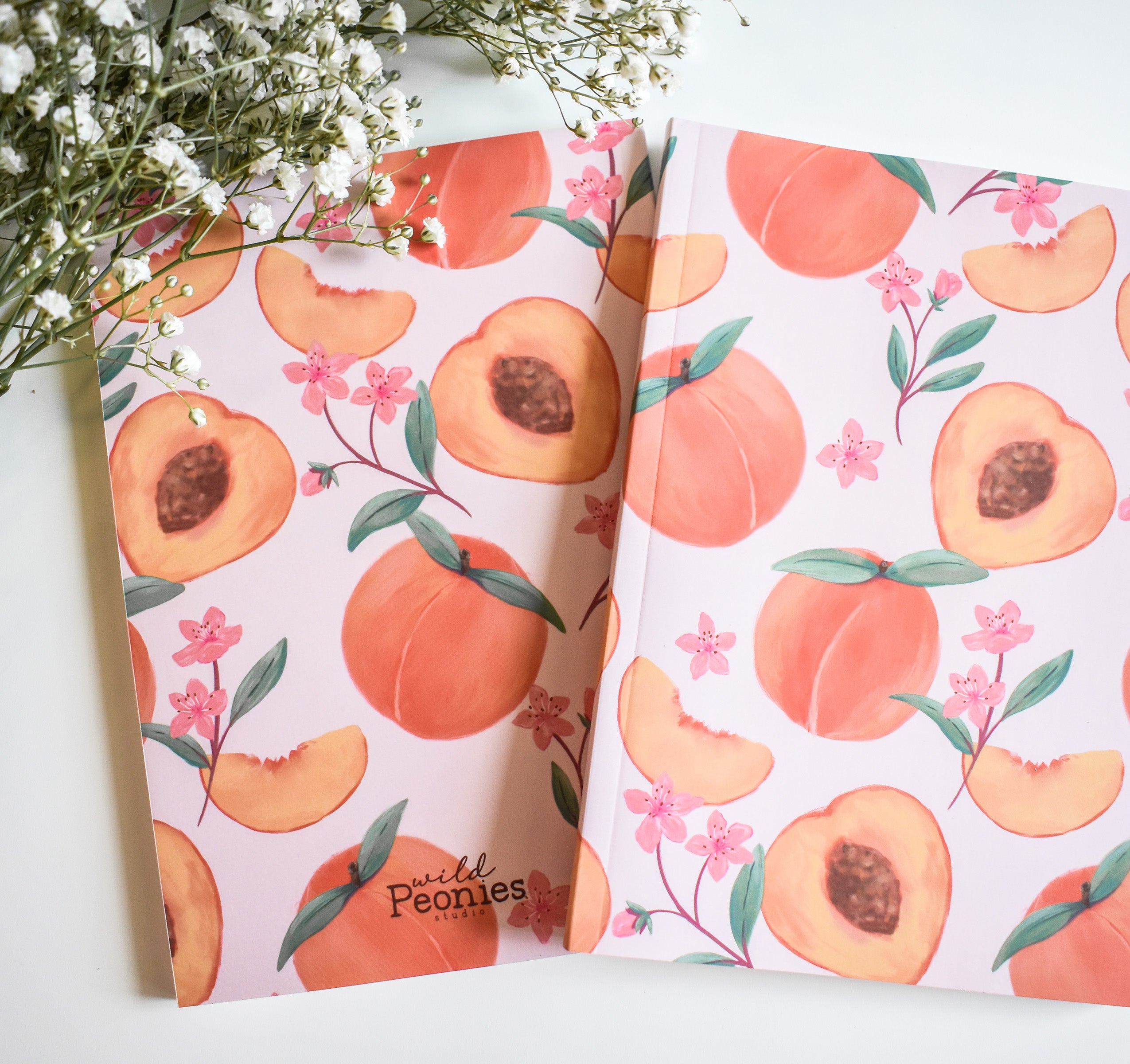 Peaches and flowers pink journal cover