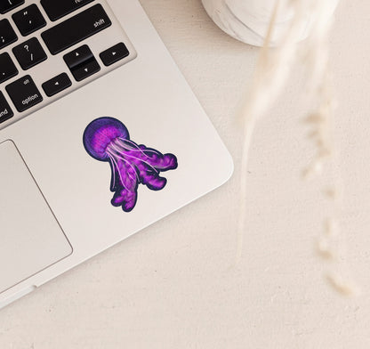 Pink mauve stinger jellyfish vinyl laptop sticker