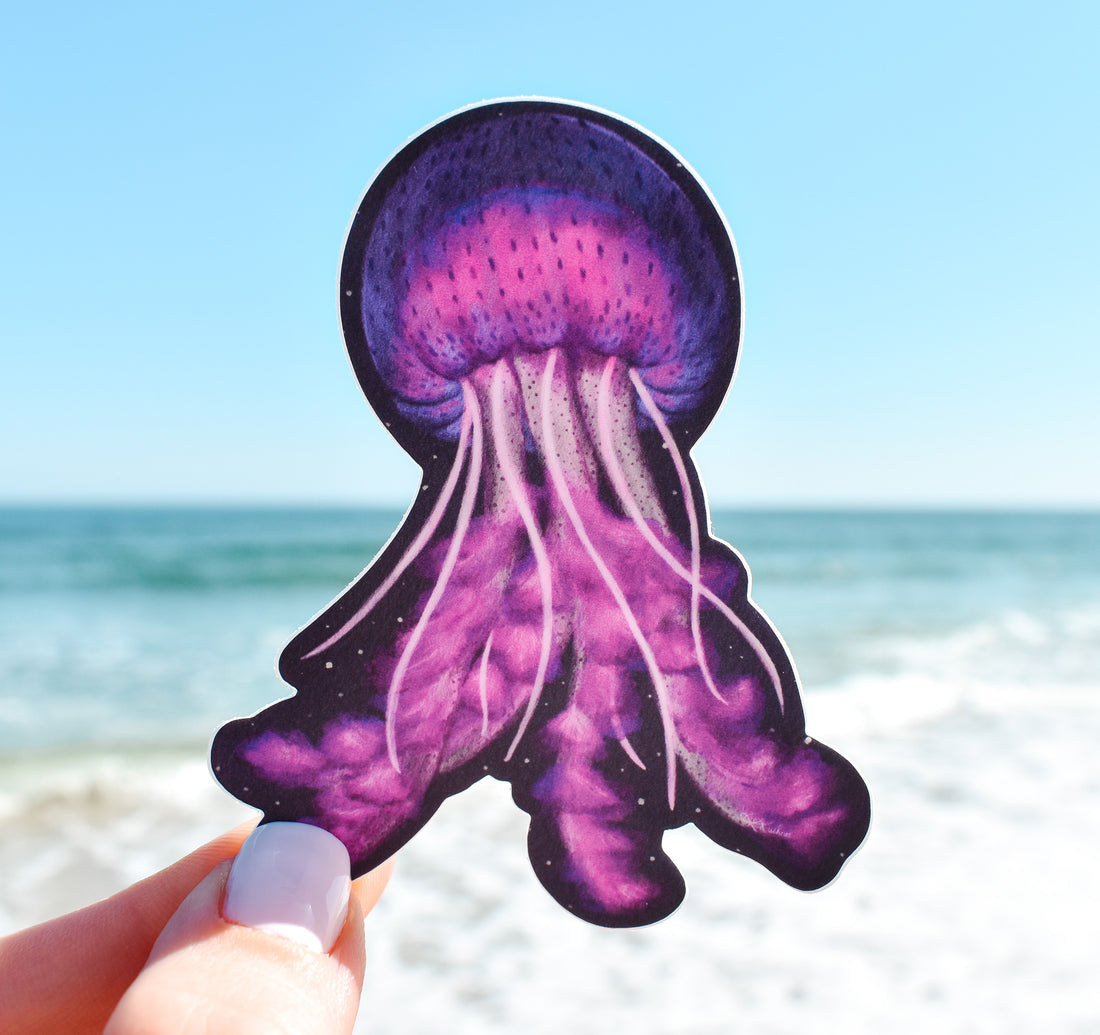 Pink mauve stinger jellyfish vinyl sticker