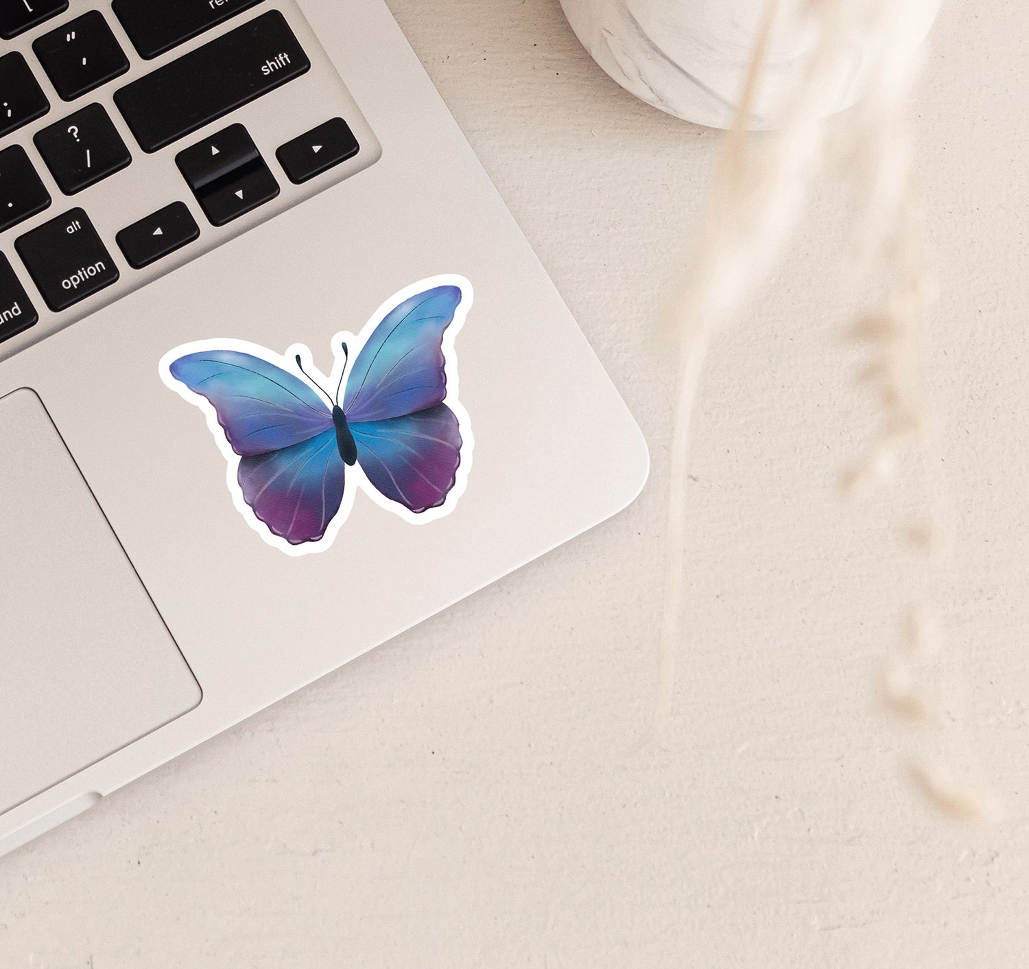 Purple and blue butterfly laptop sticker