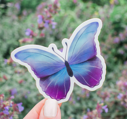 Purple and blue butterfly sticker
