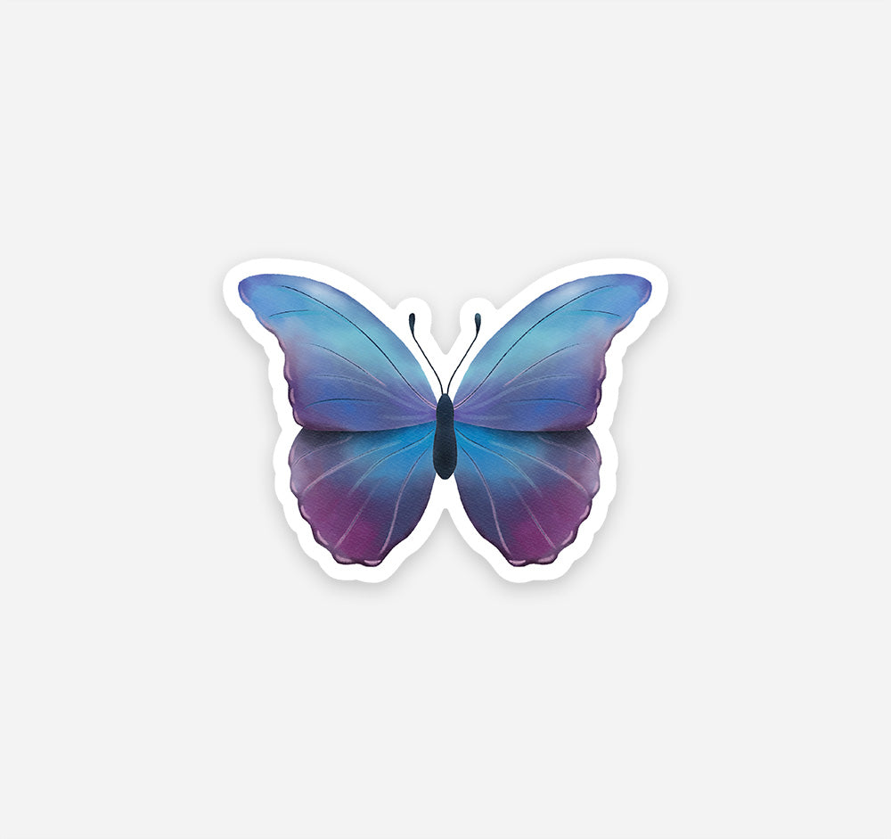 Purple and blue butterfly sticker