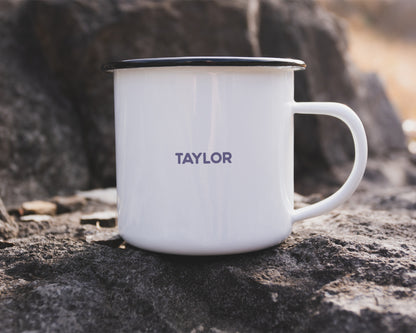 Dog Paw Print Mountain Girl with Dog Camp Mug