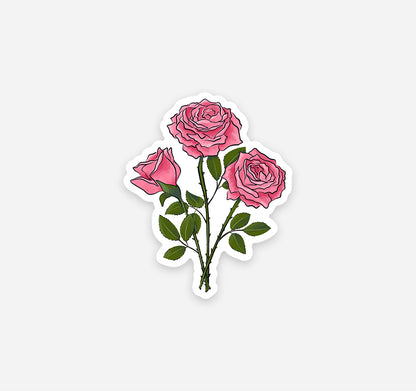 Pink roses June birth month flower sticker