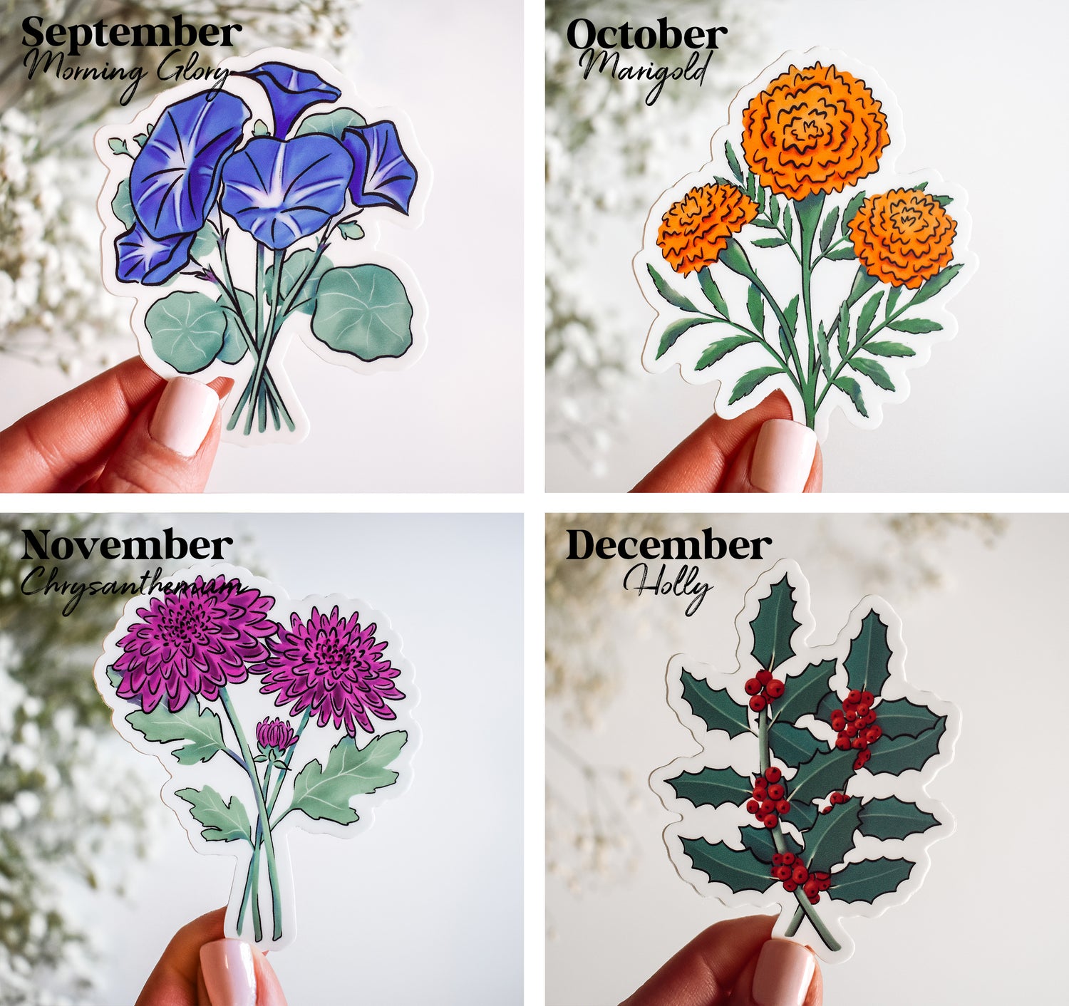 Birth month flowers stickers