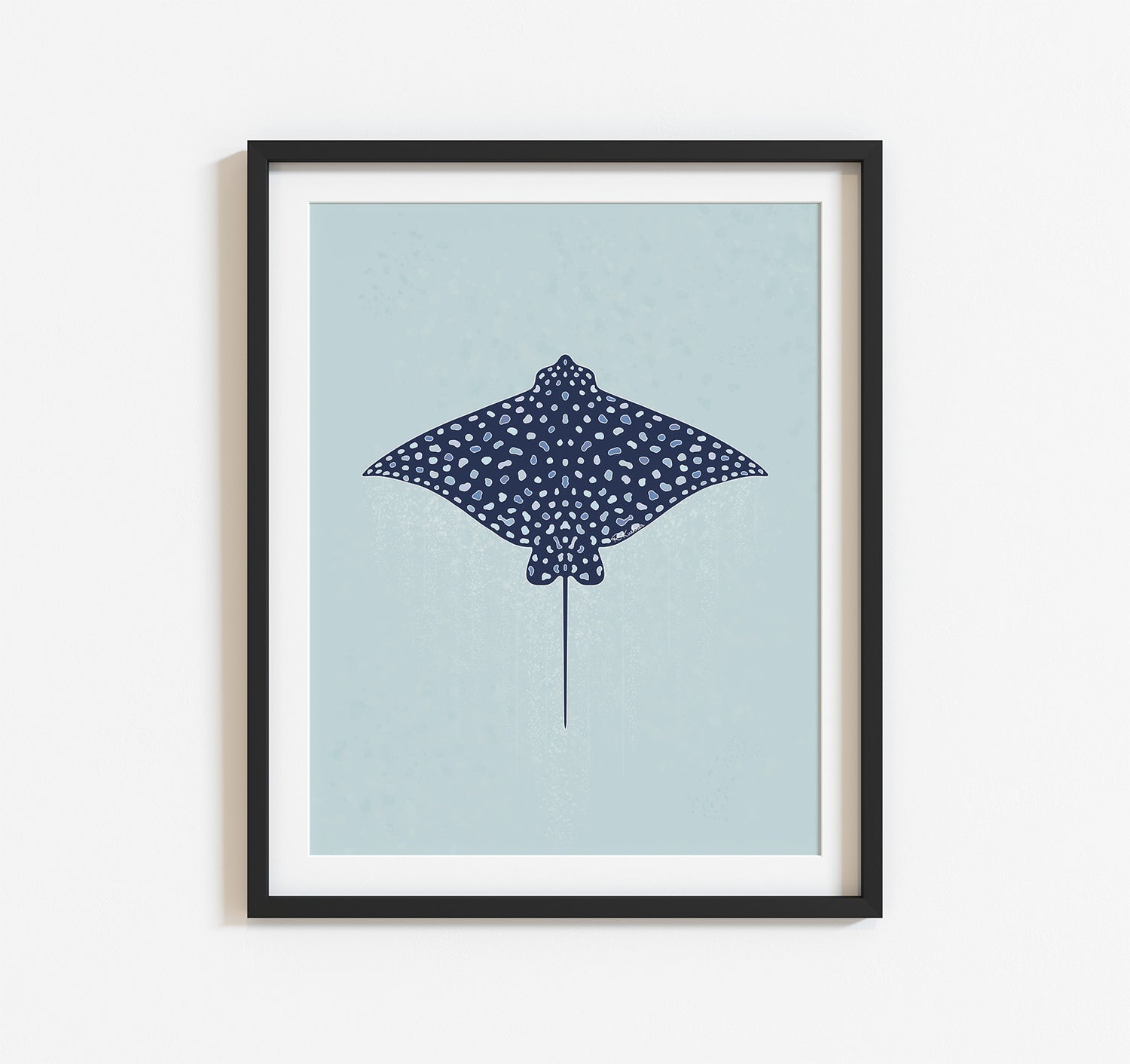 A blue spotted eagle ray art print