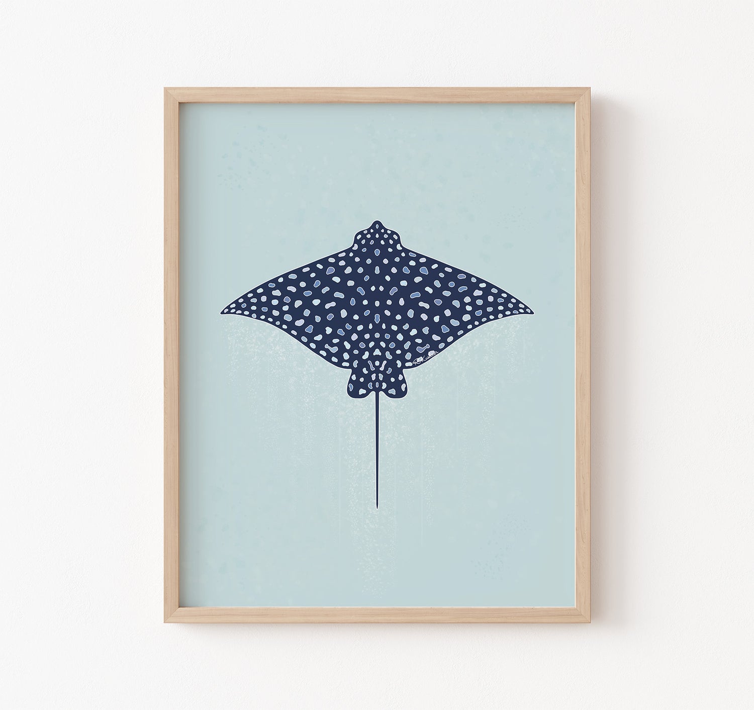 A blue spotted eagle ray art print