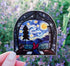 Vincent van Gogh Starry Night inspired camping scene in a tent on a vinyl sticker
