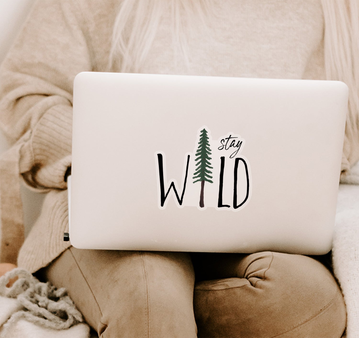 Stay wild large laptop decal