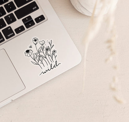 Wildflowers with a bee clear laptop sticker