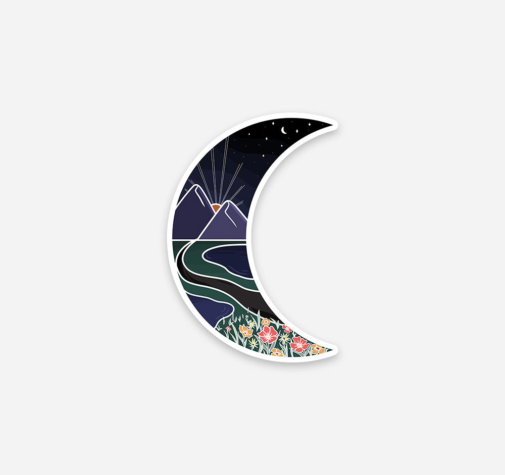 Wild moon mountain sticker
