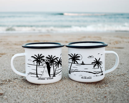 Beach Wedding Kiss Camp Mug