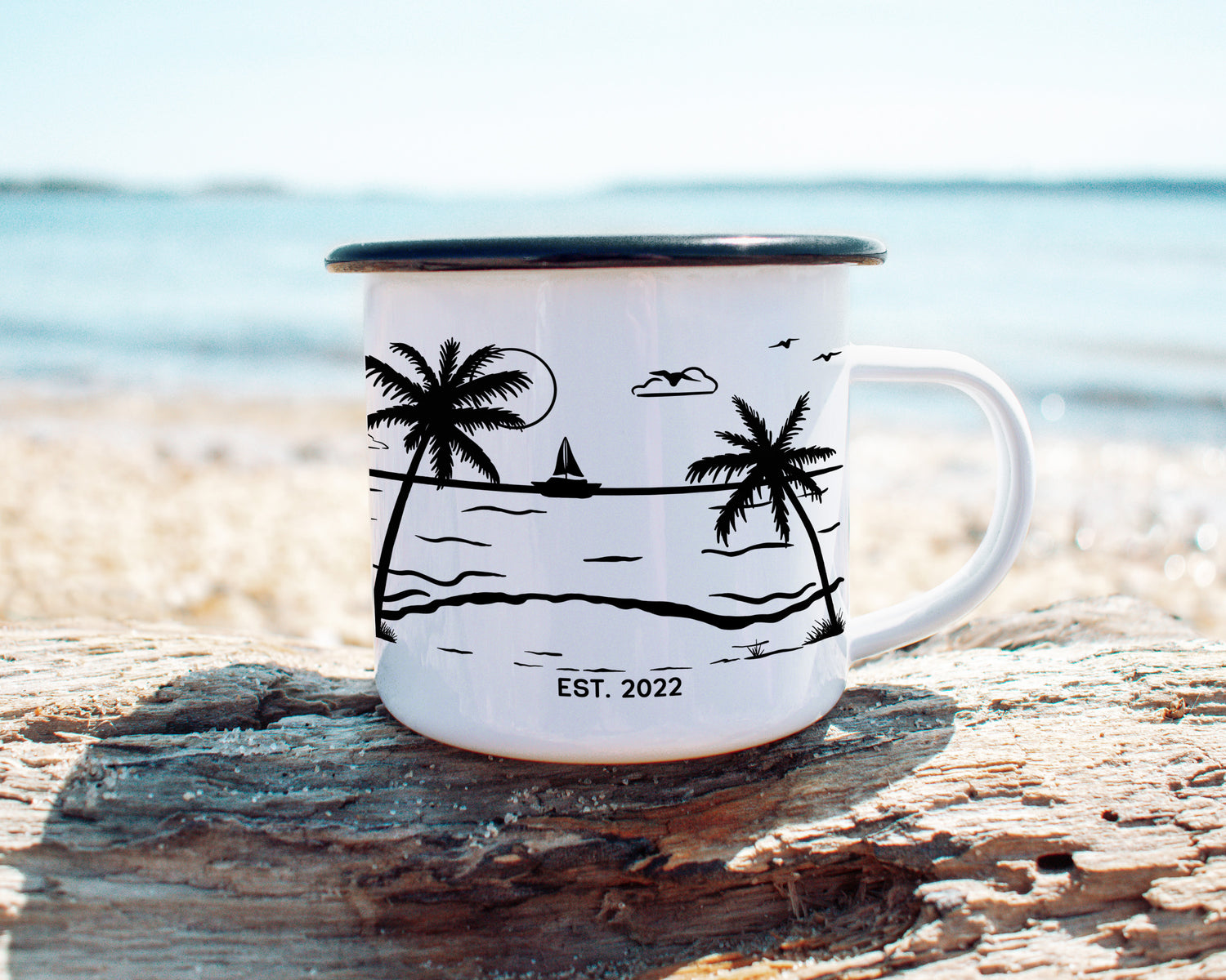 Beach Wedding Kiss Camp Mug