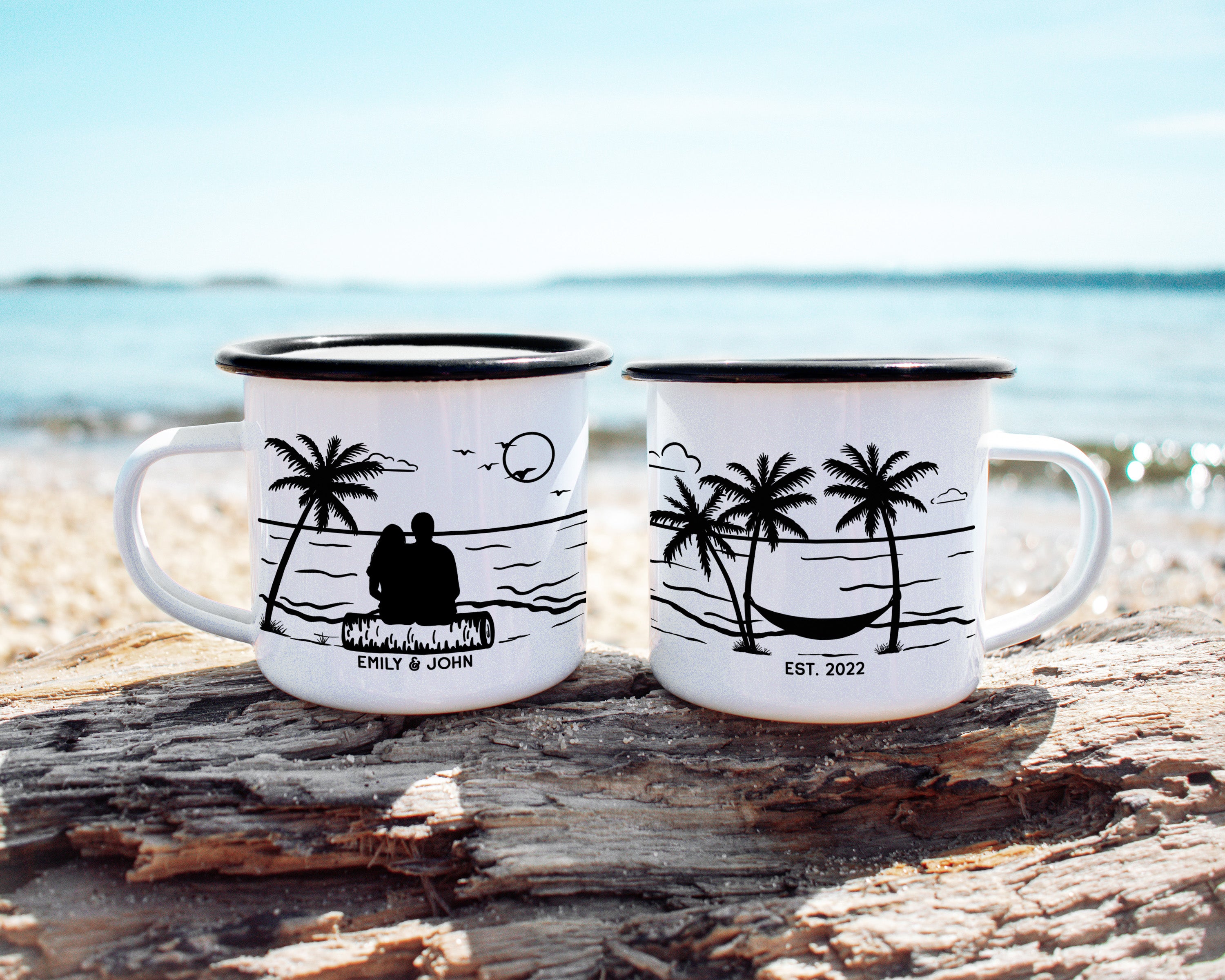 Couple on the Beach Camp Mug